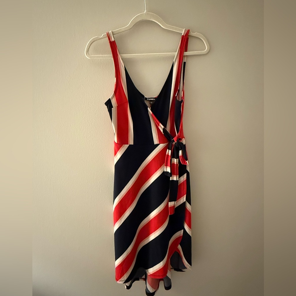 Stylish Red and Navy Striped Dress